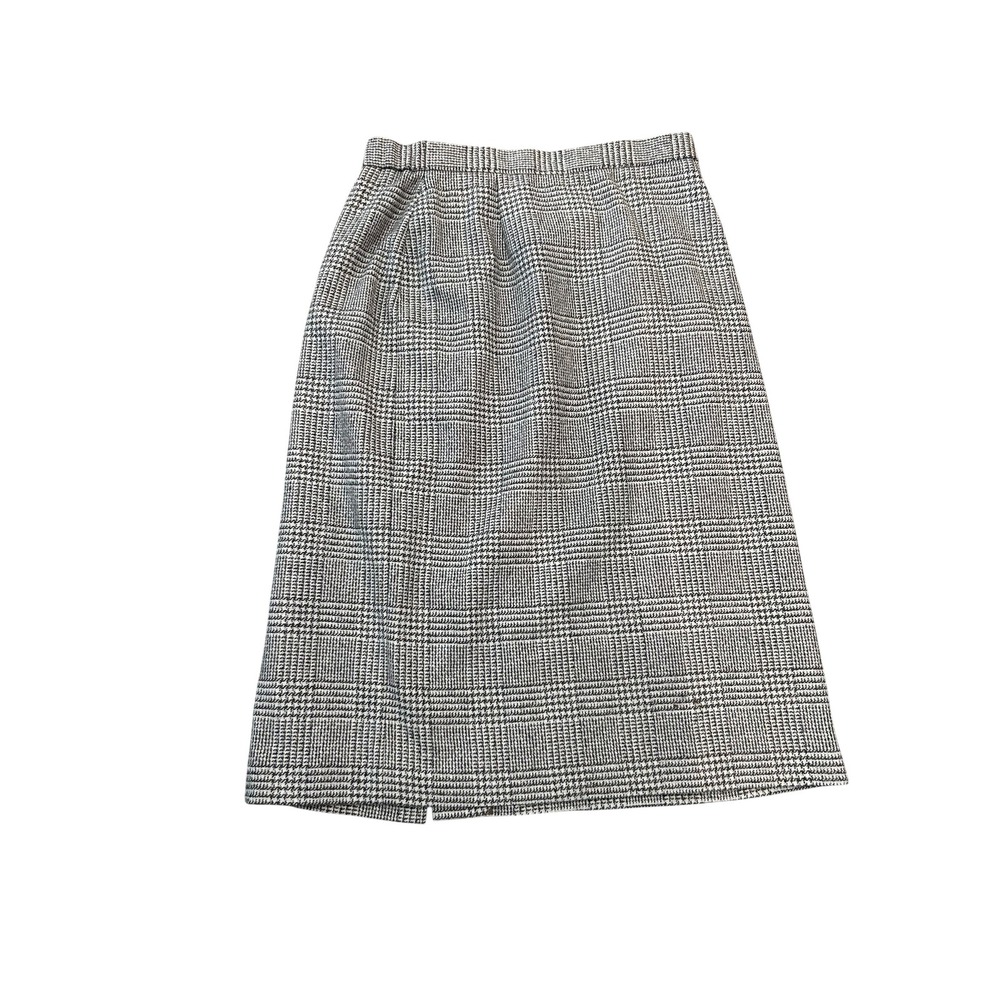 Vintage KoretGlen Tweed Plaid Wool Blend Midi Skirt Brown Gray Size 18 Workwear